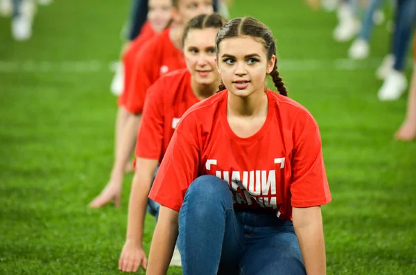Saint Petersburg Russia November 2019 Perfomens Girls Presentation Uefa Euro — ストック写真