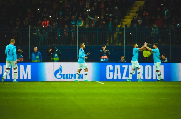 Kharkiv Ukraine September 2019 Manchester City Celebrate Goal Dcored Uefa — Stockfoto