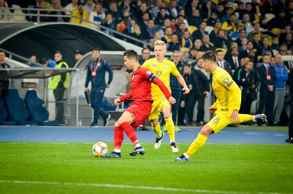 Kyiv Ukraine Outubro 2019 Jogador Cristiano Ronaldo Durante Jogo Qualificação — Fotografia de Stock