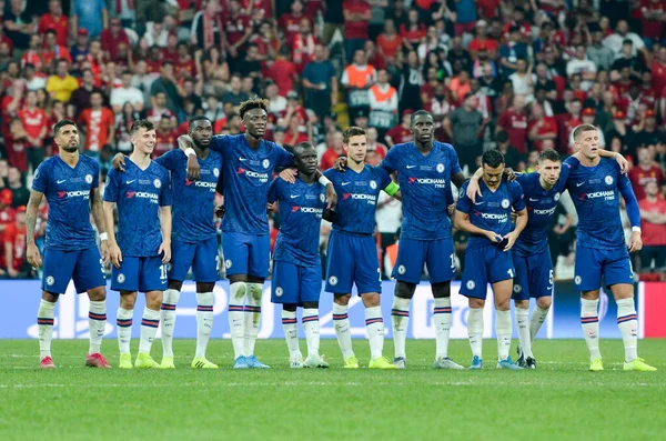 Istanbul Turkey August 2019 Chelsea Football Players Awaiting Penalty Shootout — Stock Photo, Image