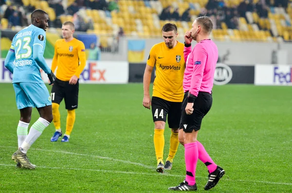 Lviv Ukraine Novembre 2019 Arbitre Manuel Schuttengruber Lors Match Uefa — Photo