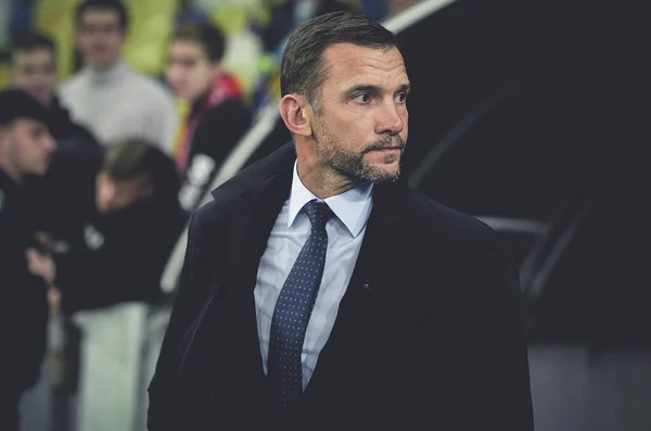 Kyiv Ukraine Outubro 2019 Treinador Andriy Shevchenko Durante Partida Qualificação — Fotografia de Stock