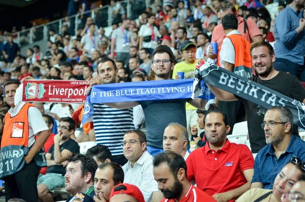 Istanbul Turkey August 2019 Liverpool Football Fans Spectators Uefa Super — 스톡 사진