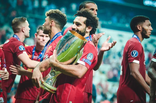 Istanbul Turkey August 2019 Mohamed Salah Celebrate Victory Liverpool Team — стокове фото