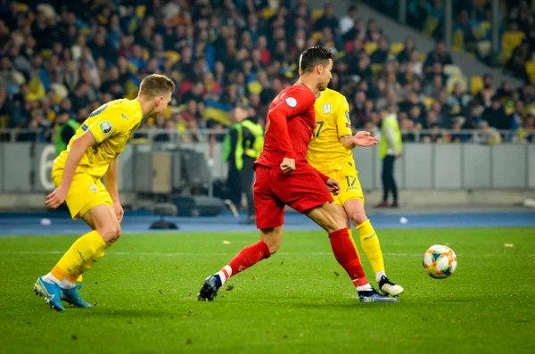 Kyiv Ukraine Outubro 2019 Jogador Cristiano Ronaldo Durante Jogo Qualificação — Fotografia de Stock