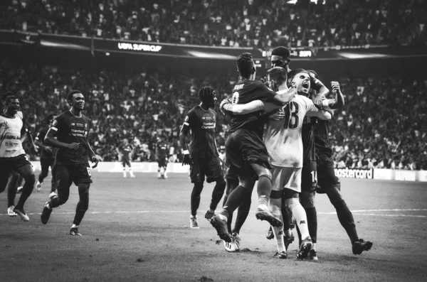 Istanbul Turkey August 2019 Liverpool Players Celebrates Victory Uefa Super — Stock Photo, Image