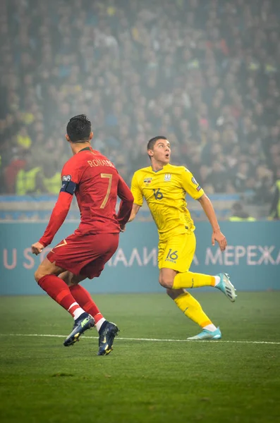 Kyiv Ucrania Octubre 2019 Cristiano Ronaldo Jugador Durante Partido Clasificatorio — Foto de Stock