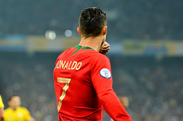 Kiev Oekraïne Oktober 2019 Cristiano Ronaldo Tijdens Kwalificatiewedstrijd Uefa Euro — Stockfoto