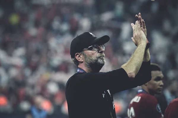 Istambul Turquia Agosto 2019 Jurgen Klopp Agradece Aos Fãs Pelo — Fotografia de Stock