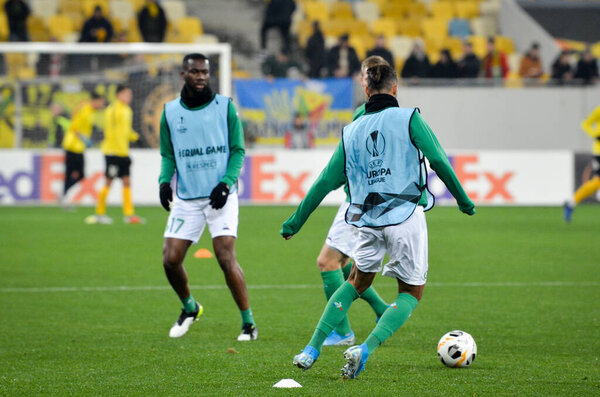 LVIV, UKRAINE - November 07, 2019: Jean-Eudes Aholou player during the UEFA Europa League match between Alexandria (Ukraine) vs AS Saint Etienne (France), Ukraine