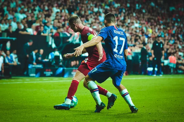 Istanbul Turkey August 2019 Jordan Henderson Mateo Kovacic Uefa Super — Stockfoto
