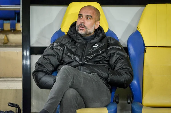 Kharkiv Ukraine Setembro 2019 Treinador Pep Guardiola Durante Jogo Liga — Fotografia de Stock