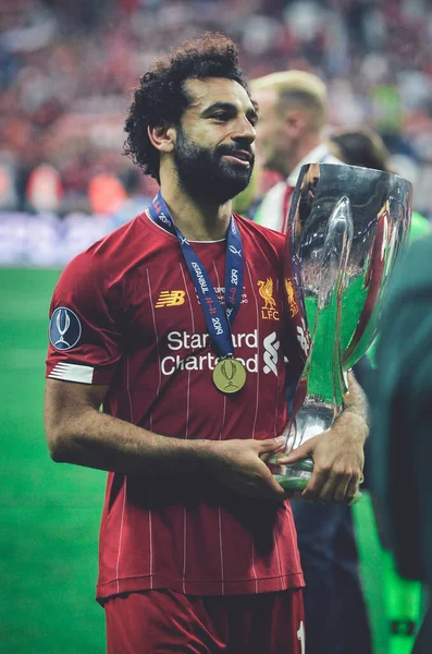 Istanbul Turkey August 2019 Mohamed Salah Celebrate Uefa Super Cup — стокове фото