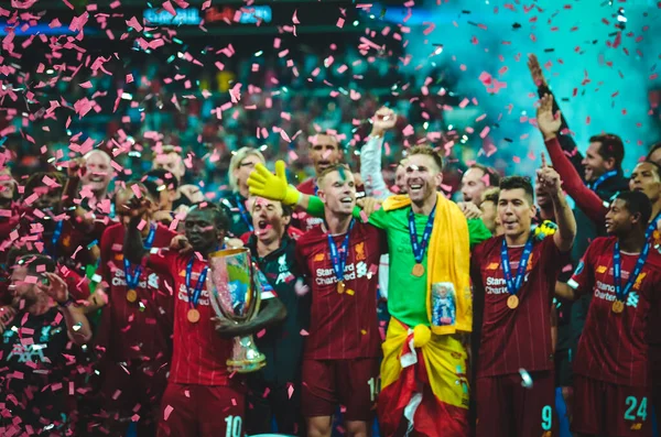 Istanbul Turkey August 2019 Liverpool Footballers Celebrate Victory Award Ceremony — Stockfoto