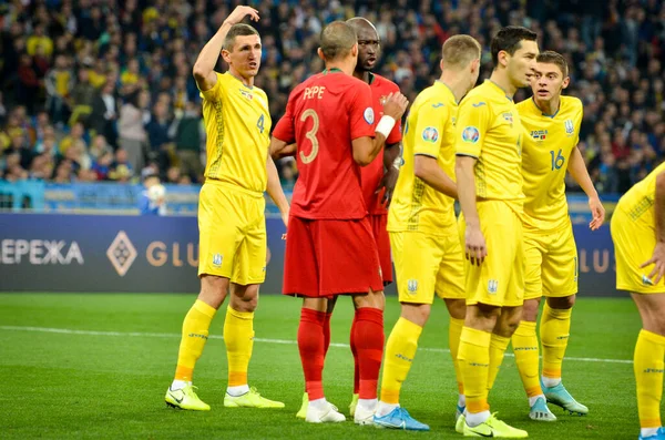 Kyiv Ukraine Outubro 2019 Jogador Futebol Ucraniano Durante Partida Qualificação — Fotografia de Stock