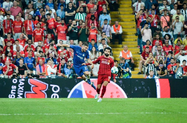 Istambul Turquia Agosto 2019 Mateo Kovacic Mohamed Salah Durante Partida — Fotografia de Stock