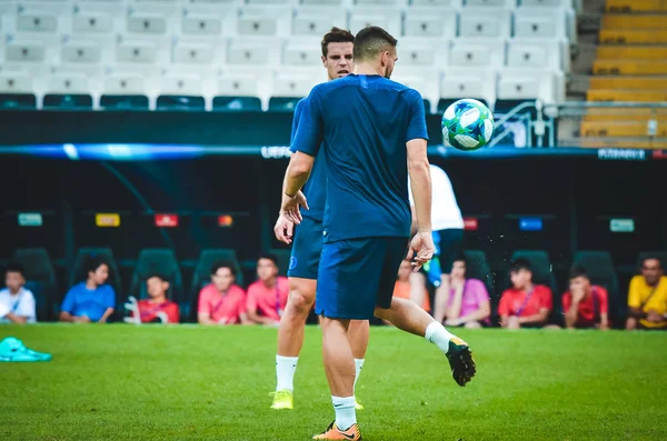 Istambul Turquia Agosto 2019 Cesar Azpilicueta Mateo Kovacic Antes Partida — Fotografia de Stock