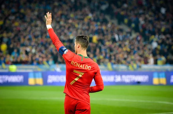 Kyiv Ukraine Octobre 2019 Cristiano Ronaldo Lors Match Qualification Uefa — Photo