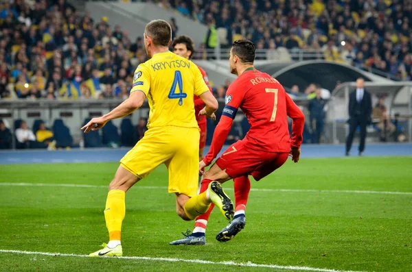 Kyiv Ukraine Oktober 2019 Pemain Cristiano Ronaldo Selama Pertandingan Kualifikasi — Stok Foto