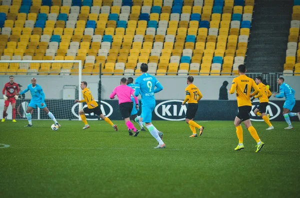 Lviv Ukraina November 2019 Fotbollsspelare Uefa Europa League Matchen Mellan — Stockfoto