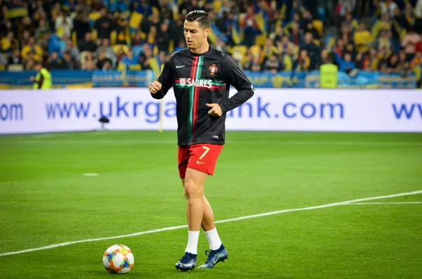 Kyiv Ucraina Ottobre 2019 Cristiano Ronaldo Durante Partita Qualificazione Uefa — Foto Stock