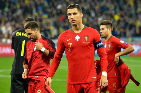 Kyiv Ucraina Ottobre 2019 Cristiano Ronaldo Giocatore Durante Partita Qualificazione — Foto Stock