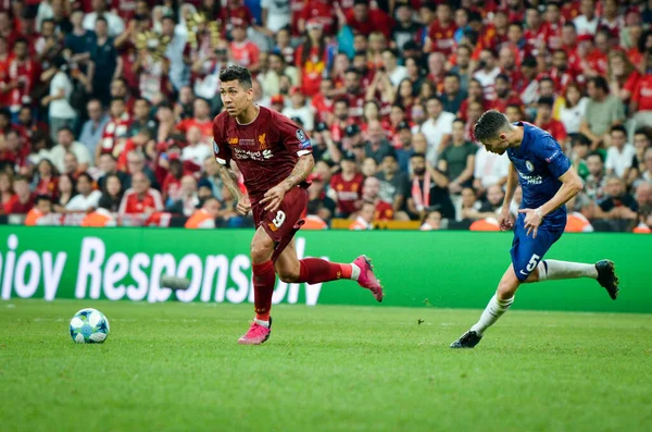 Istanbul Turkey August 2019 Roberto Firmino Jorginho Uefa Super Cup — 스톡 사진