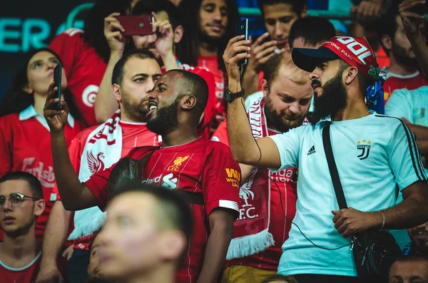 Istanbul Turkey August 2019 Liverpool Football Fans Spectators Uefa Super — 图库照片