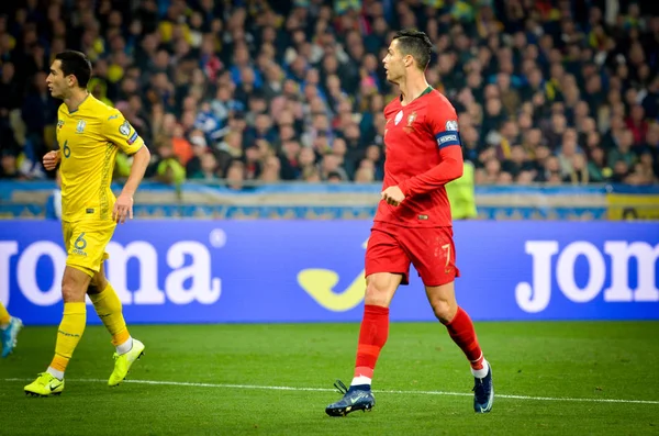 Kiev Oekraïne Oktober 2019 Cristiano Ronaldo Tijdens Kwalificatiewedstrijd Uefa Euro — Stockfoto