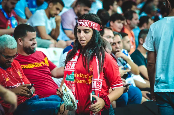 Istanbul Turkey August 2019 Liverpool Football Fans Spectators Uefa Super — Stockfoto
