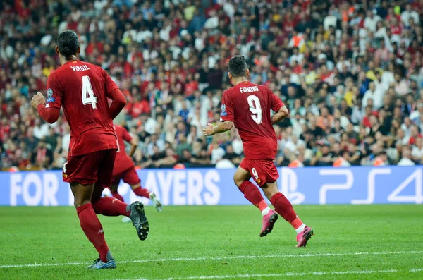 Istanbul Turkey August 2019 Roberto Firmino Virgil Van Dijk Uefa — Stock fotografie