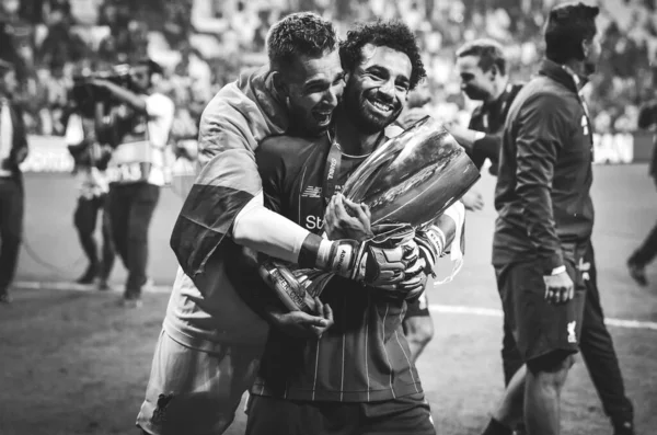 Istanbul Turkey August 2019 Mohamed Salah Celebrate Victory Liverpool Team — Stockfoto