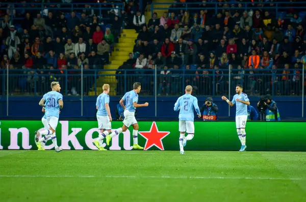 Kharkiv Ukraine September 2019 Manchester City Player Celebrate Goal Scored — Stockfoto