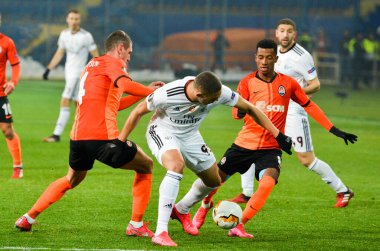 Kharkiv, Ukrayna - 20 Şubat 2020: Uefa Avrupa Ligi maçında Carlos Vinicius oyuncusu Shakhtar Donetsk - Sl Benfica (Portekiz), Ukrayna
