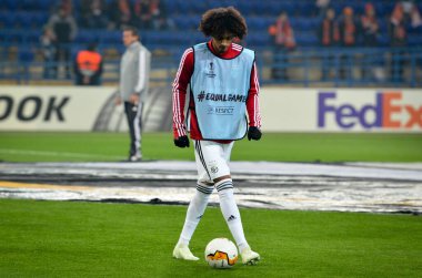 Kharkiv, Ukrayna - 20 Şubat 2020: Shakhtar Donetsk - Sl Benfica (Portekiz), Ukrayna arasındaki Uefa Avrupa Ligi maçı sırasında Tomas Tavares