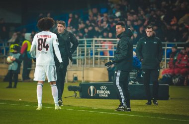 Kharkiv, Ukrayna - 20 Şubat 2020: Uefa Avrupa Ligi karşılaşmasında Tomas Tavares oyuncusu Shakhtar Donetsk - Sl Benfica (Portekiz), Ukrayna