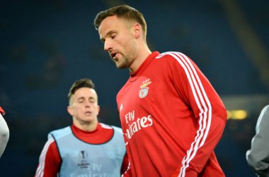 KHARKIV, UKRAINE - Febriary 20, 2020: Training session of Benfica football players during the UEFA Europe League match between Shakhtar Donetsk vs SL Benfica (Portugal), Ukraine