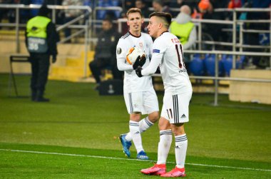 Kharkiv, Ukrayna - 20 Şubat 2020: Uefa Avrupa Ligi karşılaşmasında Franco Cervi oyuncusu Shakhtar Donetsk - Sl Benfica (Portekiz), Ukrayna