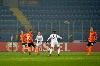 Kharkiv, Ukrayna - 20 Şubat 2020: Uefa Avrupa Ligi maçında Florentino oyuncusu Shakhtar Donetsk - Sl Benfica (Portekiz), Ukrayna