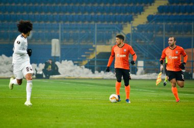 Kharkiv, Ukrayna - 20 Şubat 2020: Shakhtar Donetsk - Sl Benfica (Portekiz), Ukrayna arasındaki Uefa Avrupa Ligi maçı sırasında Tomas Tavares