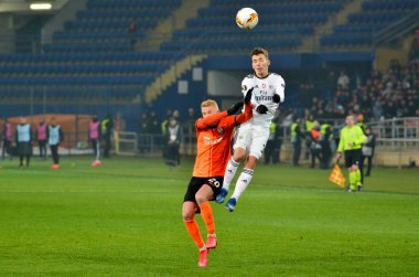 Kharkiv, Ukrayna - 20 Şubat 2020: Uefa Avrupa Ligi karşılaşmasında Alejandro Grimaldo oyuncusu Shakhtar Donetsk - Sl Benfica (Portekiz), Ukrayna