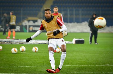 KHARKIV, UKRAINE - Febriary 20, 2020:  Florentino and Training session of Benfica football players during the UEFA Europe League match between Shakhtar Donetsk vs SL Benfica (Portugal), Ukraine