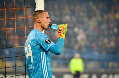 Kharkiv, Ukrayna - 20 Şubat 2020: Uefa Avrupa Ligi karşılaşmasında Odesa Vlachodimos oyuncusu Shakhtar Donetsk - Sl Benfica (Portekiz), Ukrayna