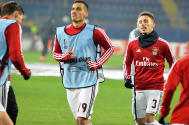 KHARKIV, UKRAINE - Febriary 20, 2020: Chiquinho and Training session of Benfica football players during the UEFA Europe League match between Shakhtar Donetsk vs SL Benfica (Portugal), Ukraine