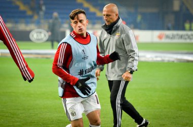 KHARKIV, UKRAINE - Febriary 20, 2020: Franco Cervi and training session of Benfica football players during the UEFA Europe League match between Shakhtar Donetsk vs SL Benfica (Portugal), Ukraine
