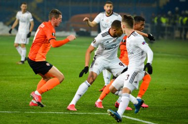 Kharkiv, Ukrayna - 20 Şubat 2020: Uefa Avrupa Ligi maçında Carlos Vinicius oyuncusu Shakhtar Donetsk - Sl Benfica (Portekiz), Ukrayna