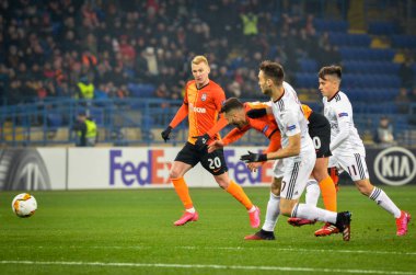 Kharkiv, Ukrayna - 20 Şubat 2020: Uefa Avrupa Ligi karşılaşmasında Franco Cervi oyuncusu Shakhtar Donetsk - Sl Benfica (Portekiz), Ukrayna