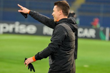KHARKIV, UKRAINE - Febriary 20, 2020: Yevhen Konoplianka during the UEFA Europe League match between Shakhtar Donetsk vs SL Benfica (Portugal), Ukraine