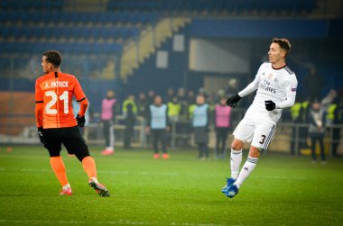 Kharkiv, Ukrayna - 20 Şubat 2020: Uefa Avrupa Ligi karşılaşmasında Alejandro Grimaldo oyuncusu Shakhtar Donetsk - Sl Benfica (Portekiz), Ukrayna