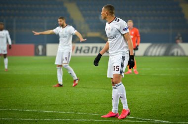 Kharkiv, Ukrayna - 20 Şubat 2020: Uefa Avrupa Ligi maçında Carlos Vinicius oyuncusu Shakhtar Donetsk - Sl Benfica (Portekiz), Ukrayna